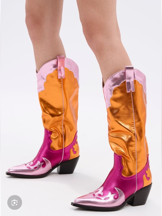 Azalea Wang Shoes - Azalea Wang Hendrix Pink and Orange Metallic Boots
